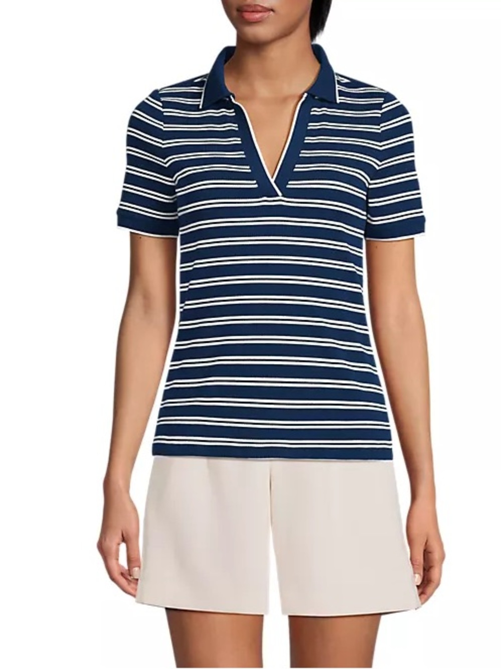 Lands’ End Wide Rib Polo Top NWOT